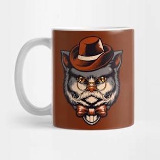 Funny Fancy Hipster Cat with Moustache Mug